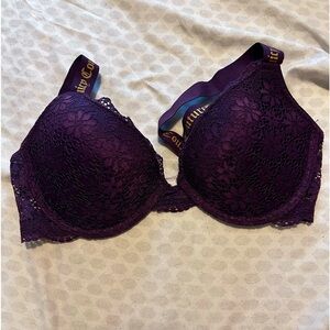 Juicy Couture Sexy Lace Push-up Purple Floral Bra Size 34B
